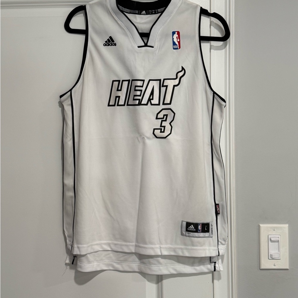 Adidas White and Black Heat Basketball Jersey
